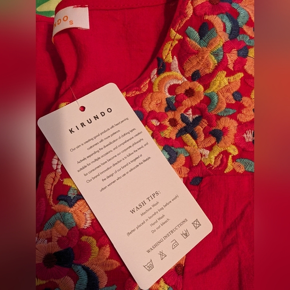 Amazon Red Embroidered Shift Dress Size S NWT - Picture 12 of 12